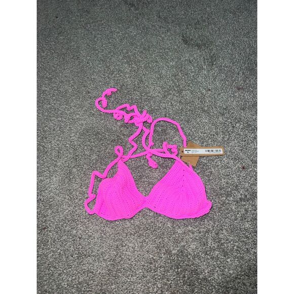 Skims crochet triangle bikini top in taffy size small - Picture 1 of 2